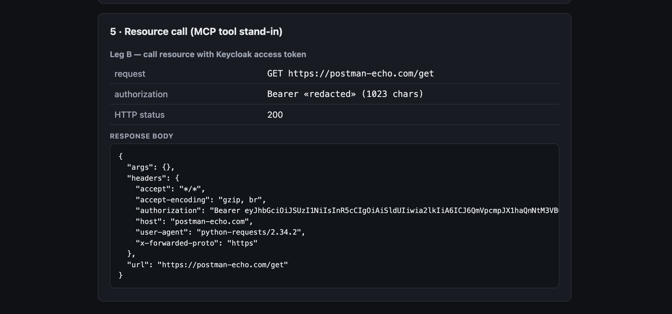 Calling the resource with the Keycloak access token